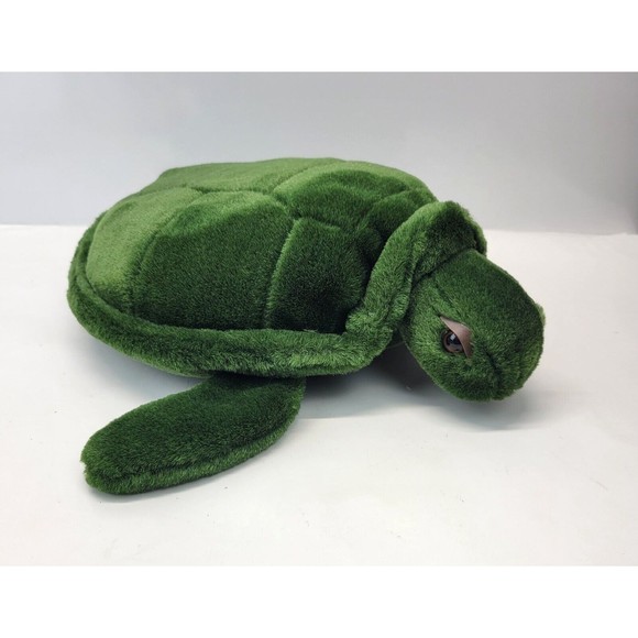 Vintage JLI Green Plush Sea Turtle 1994 The Petting Zoo Realistic Large Eyes 13" - Picture 4 of 13